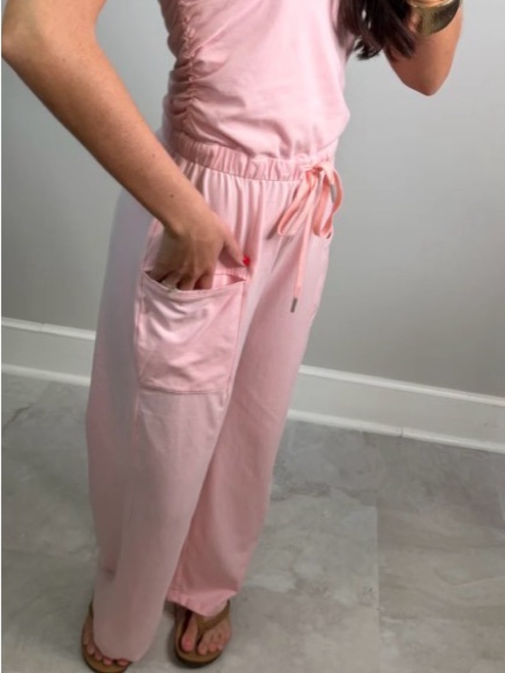 108 Le Lis Strapless Light Pink Wide-Leg Jumpsuit - Picture 4 of 4